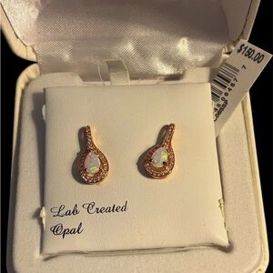 Brand new in box with tags 14k gold over sterling silver Opal and wh